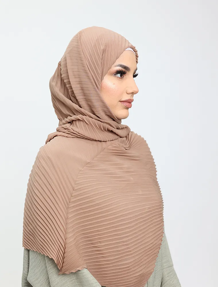 Nude Pleated Chiffon Hijab